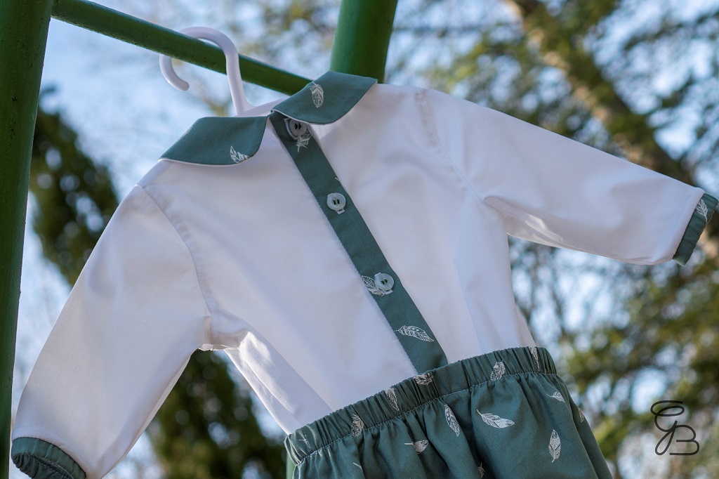 Búsqueda mecanógrafo sobras Camisa bebé manga larga verde y blanca hecha a mano - Begoa